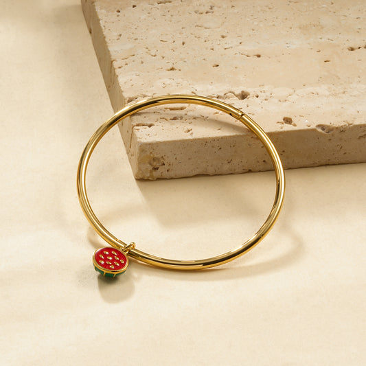 Bracelet rigide ouvrable pendentif pastèque