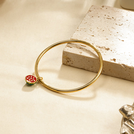 Bracelet rigide ouvrable pendentif pastèque