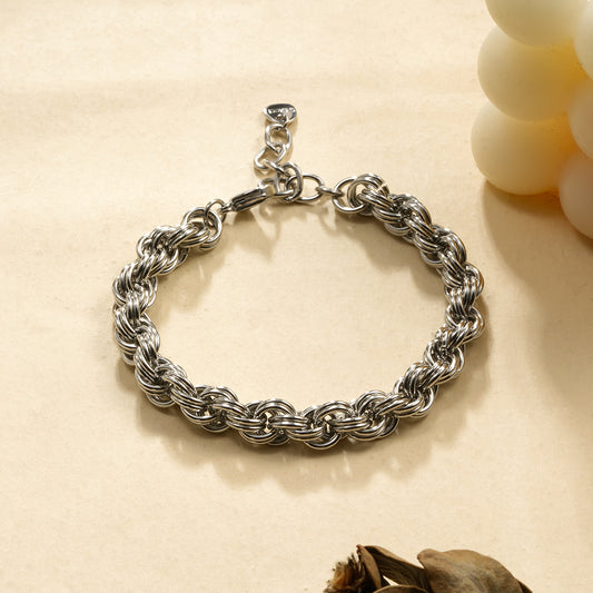 Bracelet Chaîne Argentée Maille Corde Torsadée