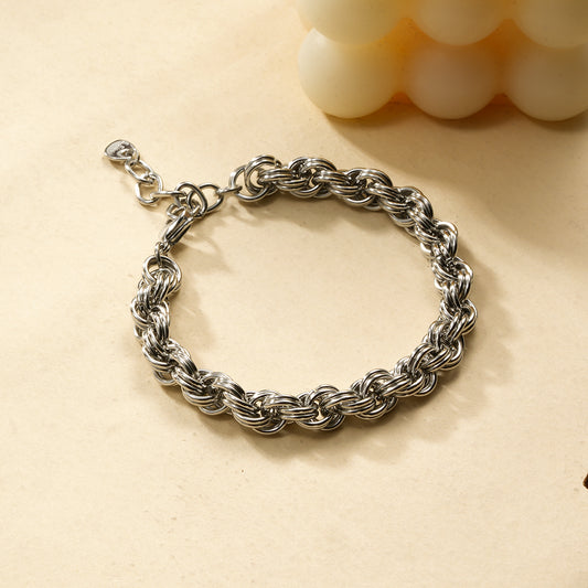 Bracelet Chaîne Argentée Maille Corde Torsadée
