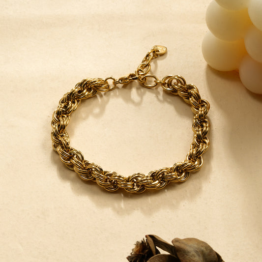Bracelet Chaîne Dorée Maille Corde Torsadée