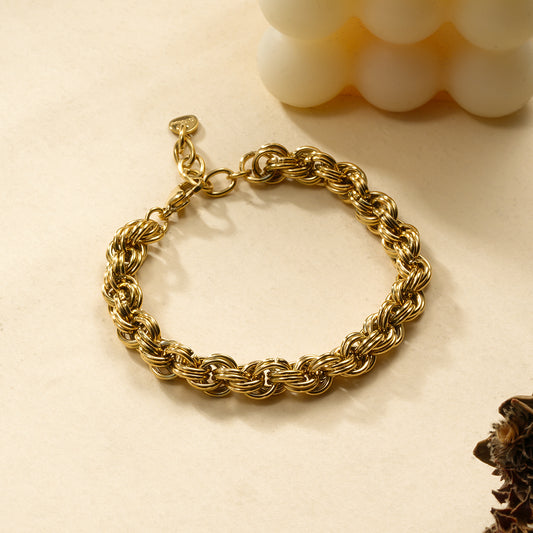 Bracelet Chaîne Dorée Maille Corde Torsadée