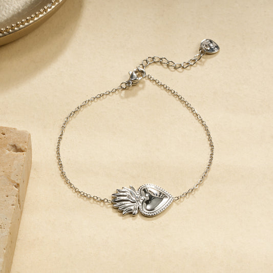 Bracelet chaîne argentée cœur exvoto