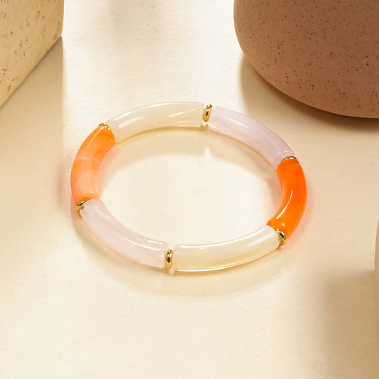 Bracelet élastique résine triple couleur orange