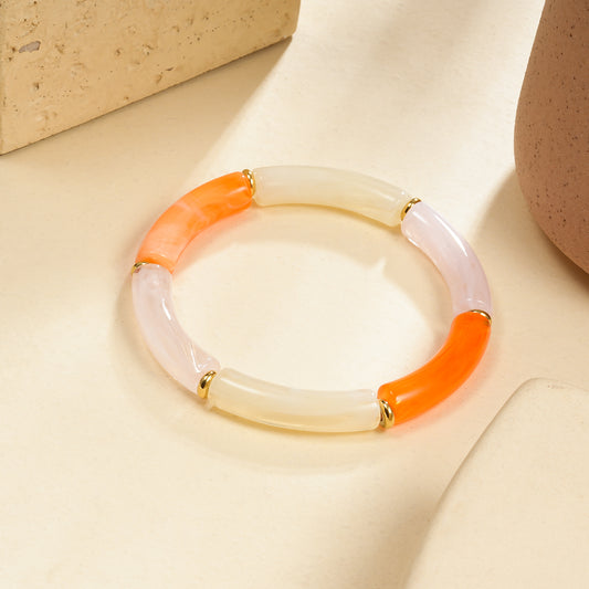 Bracelet élastique résine triple couleur orange