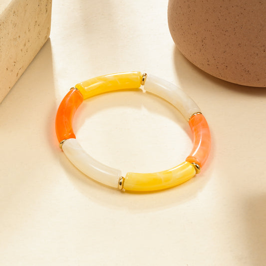 Bracelet élastique résine triple couleur jaune