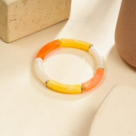Bracelet élastique résine triple couleur jaune