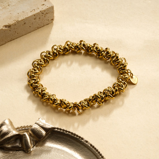 Bracelet Élastique Chaîne Dorée Maille Corde Entrelacée