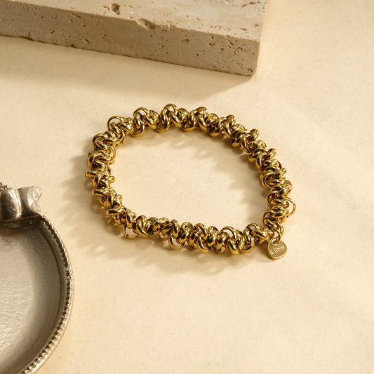 Bracelet Élastique Chaîne Dorée Maille Corde Entrelacée