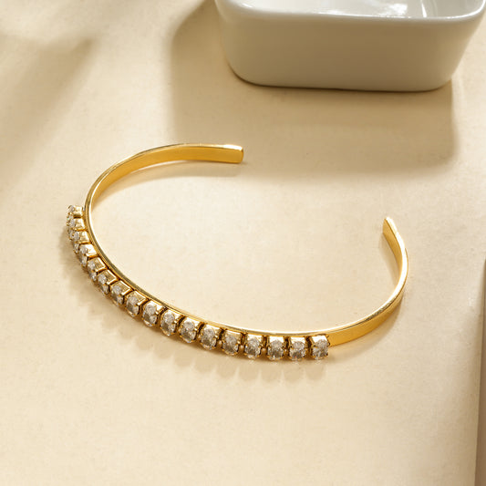 Bracelet Manchette Dorée Sertie de Strass