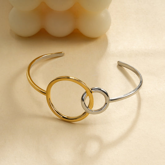 Bracelet manchette double cercle bicolore