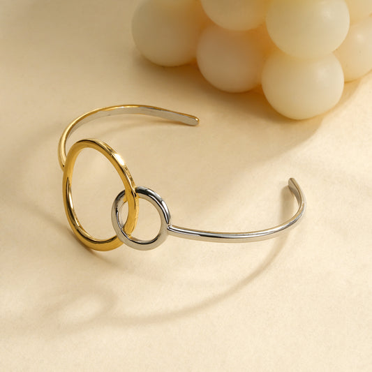 Bracelet manchette double cercle bicolore