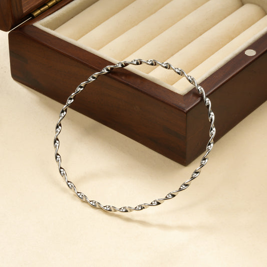 Bracelet Jonc Torsadé Argenté