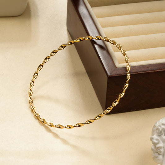 Bracelet Jonc Torsadé Doré