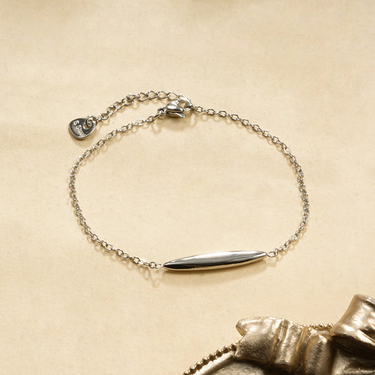 Bracelet Chaîne Fine Argentée Goutte Allongée