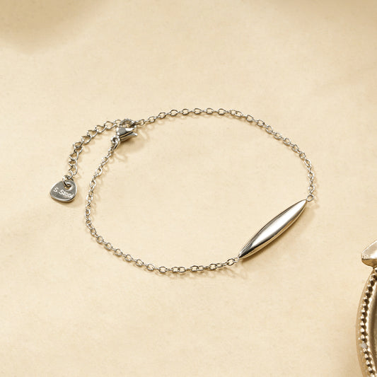 Bracelet Chaîne Fine Argentée Goutte Allongée