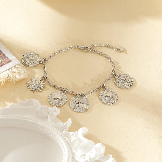 Bracelet chaîne argentée breloques rondes