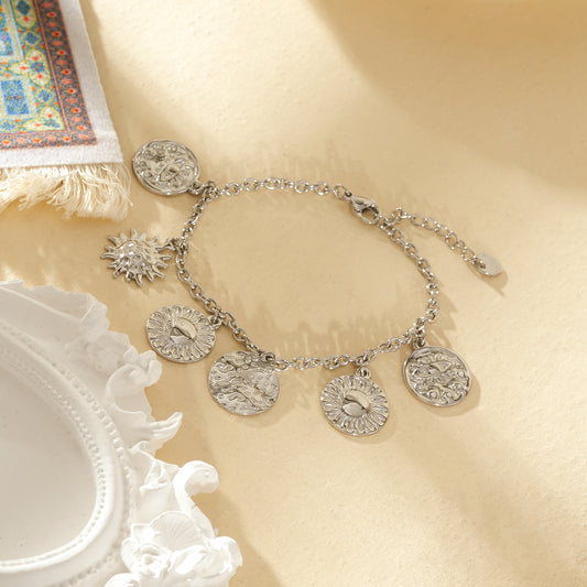 Bracelet chaîne argentée breloques rondes