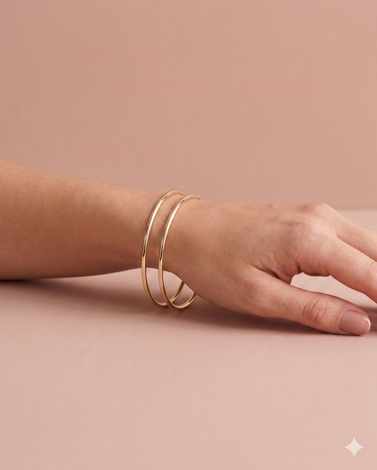 Lot de 2 bracelets joncs dorés fins