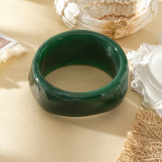 Bracelet jonc épais vert marbré résine
