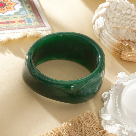 Bracelet jonc épais vert marbré résine