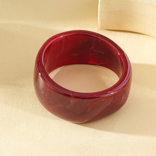 Bracelet jonc épais forme arrondi résine bordeau