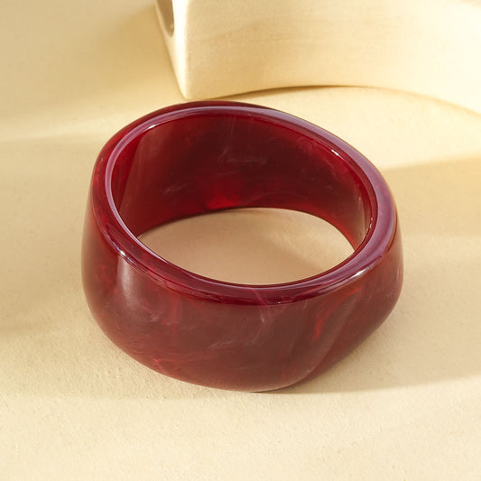 Bracelet jonc épais forme arrondi résine bordeau