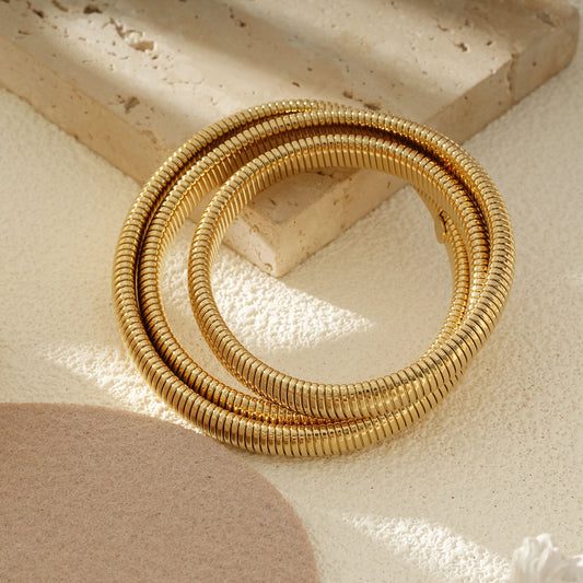 Bracelet Jonc Triple Tour Doré Style Tubogas