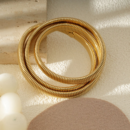 Bracelet Jonc Triple Tour Doré Style Tubogas