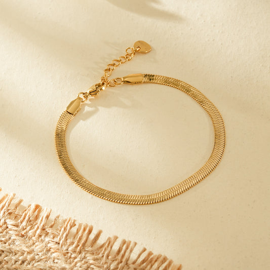 Bracelet doré maille serpent plate