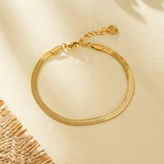 Bracelet doré maille serpent plate