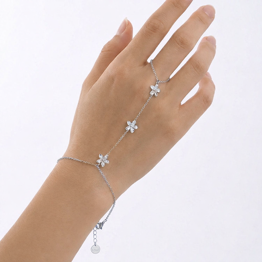 Chaîne de main à fleurs scintillantes