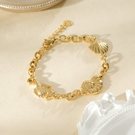 Bracelet maille chaîne pendentifs marins