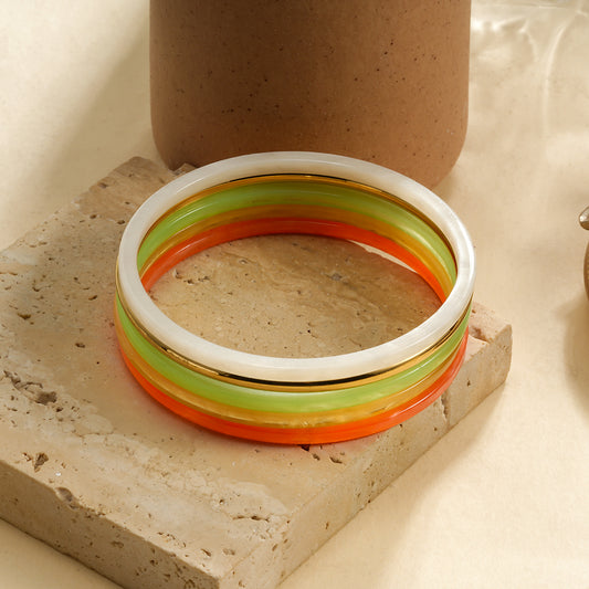 Bracelets Joncs Colorés En Résine Et Dorure