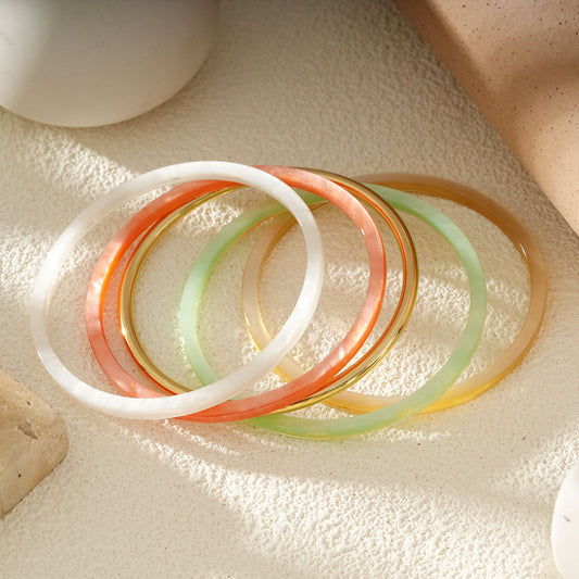 Bracelets Joncs Colorés En Résine Et Dorure