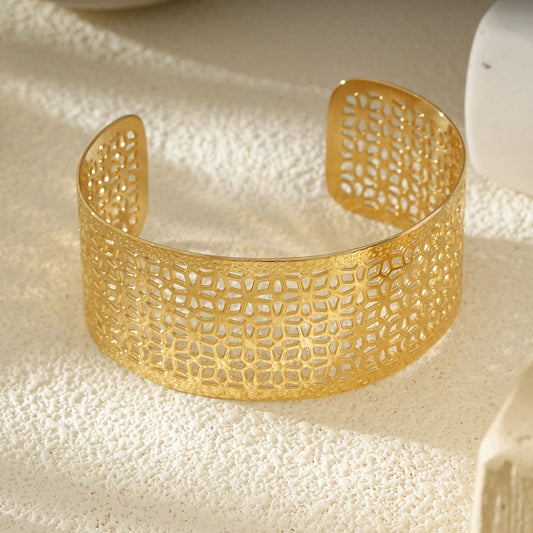 Bracelet Manchette Doré Dentelle Géométrique