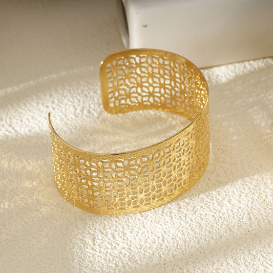 Bracelet Manchette Doré Dentelle Géométrique