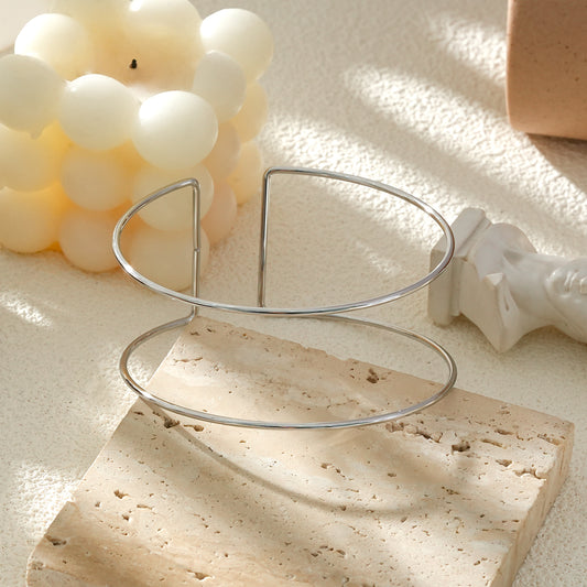 Bracelet de Bras Argenté Double Cercle Géométrique