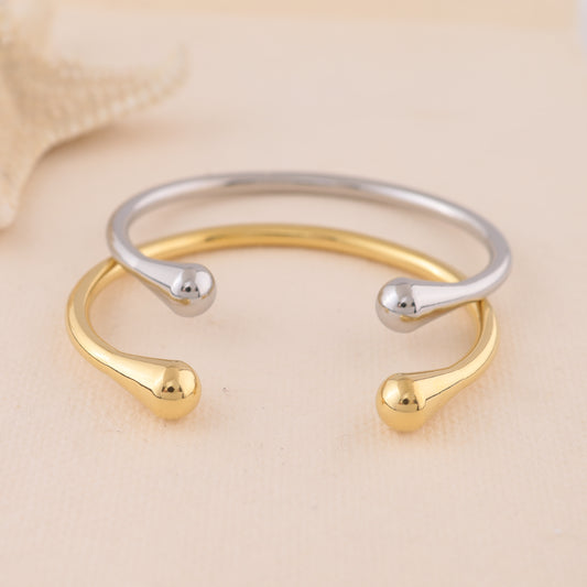 Bracelet jonc fin argenté ouverture avant extrémités bombées