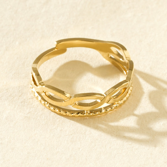 Bague d’orteil dorée à double anneau ondulé