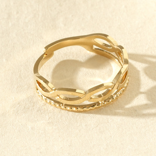 Bague d’orteil dorée à double anneau ondulé