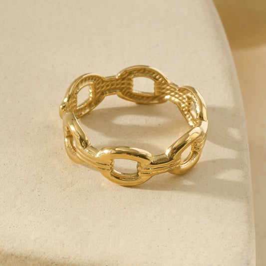 Bague d'orteil dorée ajustable à motif chaîne