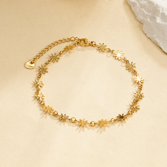 Chaîne de Cheville Dorée Fleurs Bohèmes