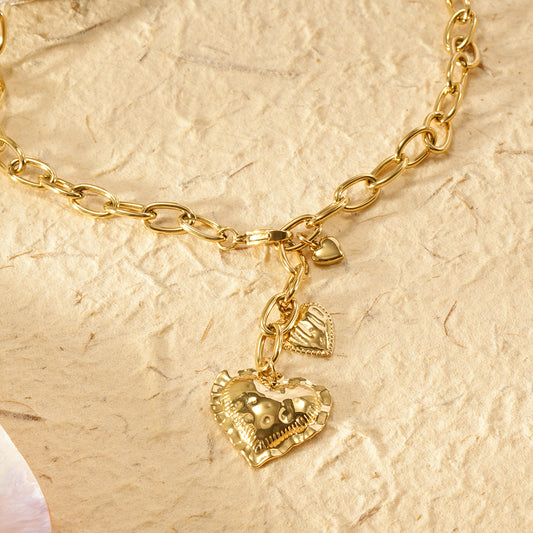 Collier maillons avec cœurs fermoir chaîne en Y