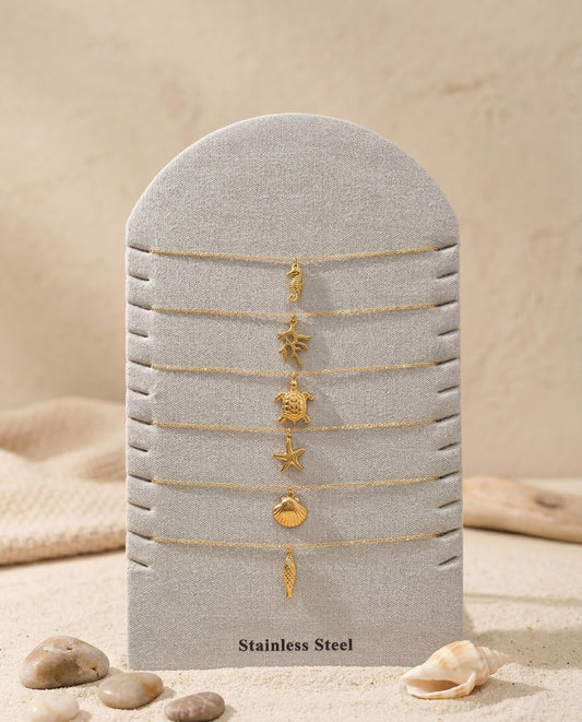 Lot de 6 colliers chaînes avec pendentifs thème marin