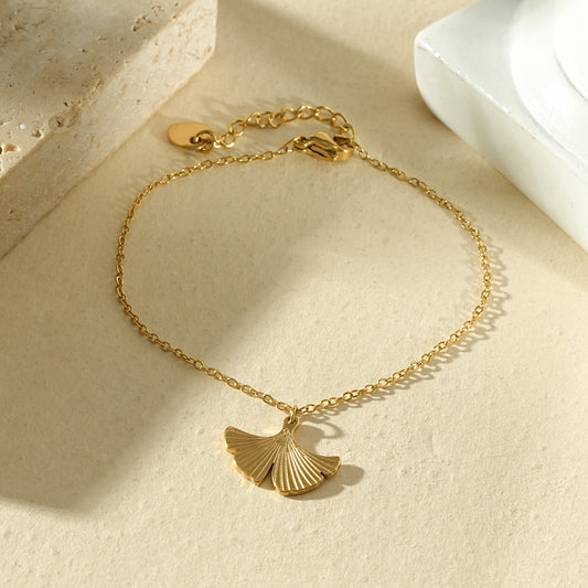 Bracelet chaîne pendentif feuille de ginkgo