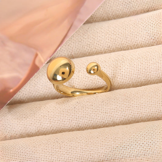 Bague Dorée Ouverte À Boules Minimalistes