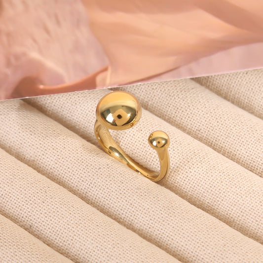 Bague Dorée Ouverte À Boules Minimalistes