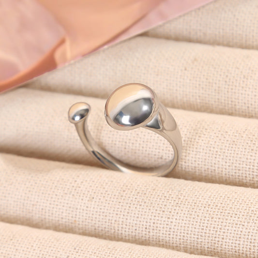 Bague Argentée Ouverte À Boules Minimalistes