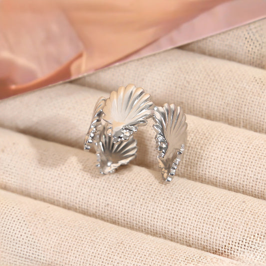 Bague Argentée Ouverte Coquillage Majestueux